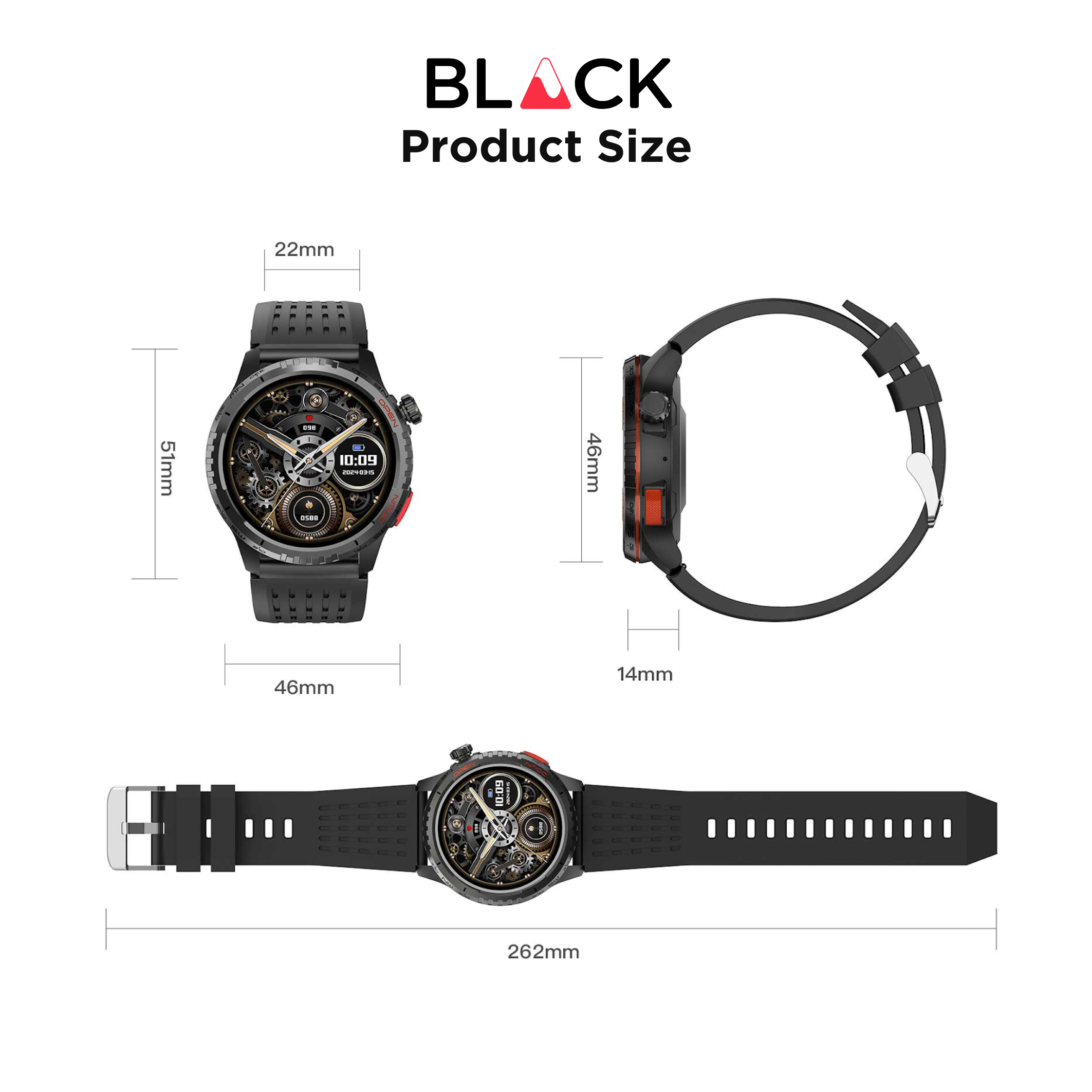 BLACK Fit X GPS Waterproof Health Monitor Smartwatch, Upto 15 Day battery, AMOLED Always ON screen, 1Yr Warranty BLACK Fit X GPS Waterproof Health Monitor Smartwatch, Upto 15 Day battery, AMOLED Always ON screen, 1Yr Warranty